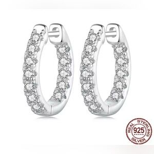 Elegant 925 sterling silver Crystal Hoop Earrings